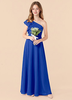 Azazie Arabella Junior Royal Blue A-Line Ruched Chiffon Dress image5