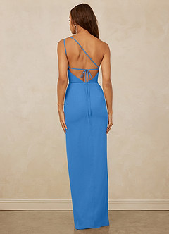 Christian Siriano Bridal for Azazie 1003 Bridesmaid Dresses Blue Jay Sheath One Shoulder Chiffon Dress image2