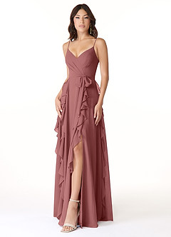 Azazie Peyton Abiti da Damigella Abito A-Line in Chiffon Increspato Ametista image1
