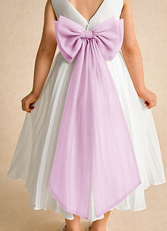 Azazie Margot Flower Girl Dresses Ivory Candy Pink A-Line Pleated Chiffon Dress image8