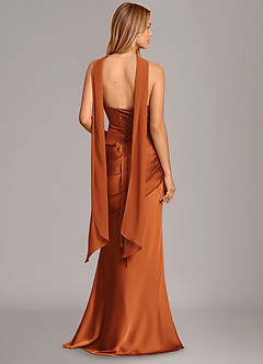 Azazie Pelagia Brudtärnklänningar Klä av Sjöjungfru i Stretch Satin Korsett Kanel Konvertibel image4