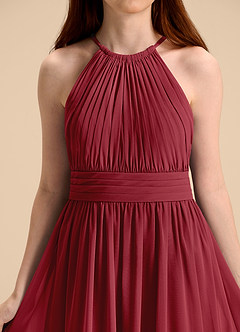 Azazie Malone Junior Pomegranate A-Line Pleated Chiffon Dress image8