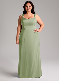 Azazie Denice Bridesmaid Dresses Dusty Sage Sheath Pleated Stretch Satin Dress image8