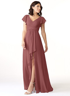 Azazie Omari Bridesmaid Dresses Amethyst A-Line Chiffon Dress image4