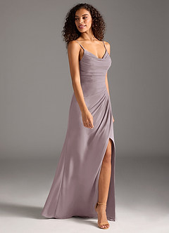 Azazie Deandra Bridesmaid Dresses Dusk Mermaid Pleated Chiffon Dress image4