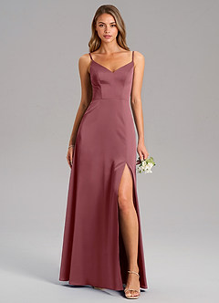 Azazie Talina Bridesmaid Dresses Desert Rose A-Line Stretch Satin Dress image1