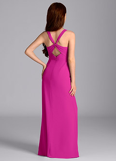 Azazie Mero Junior Abito Sirena in Chiffon Plissettato Fucsia image2