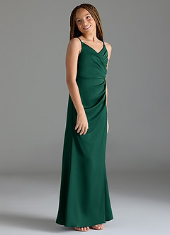 Azazie Maci Junior Klä av Sjöjungfru i Stretch Satin Plisserad image4