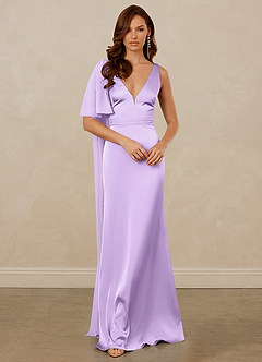 Christian Siriano Bridal for Azazie 1011 Bridesmaid Dresses Lilac Mermaid Bow Stretch Satin Dress image3