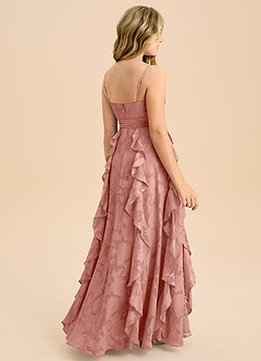 Azazie Peyton Junior Vestido de Rosetón de Devorado Floral de Corte en A con Plisado image2