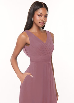 Azazie Karina Bridesmaid Dresses Vintage Mauve A-Line Pleated Chiffon Dress image5