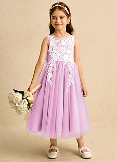 Azazie Sundae Robe Demoiselle D'honneur Fillette Robe Princesse en Dentelle Rose Bonbon image3