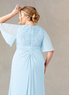 Azazie Carson Mother of the Bride Dresses Sky Blue A-Line V-Neck Lace Chiffon Dress image11