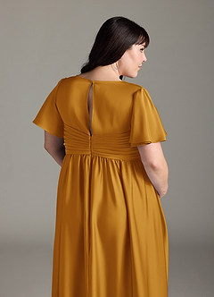 Azazie Verna Robes de demoiselle d'honneur de maternité Robe Trapèze Rayé Longueur ras du sol Satin extensible image10