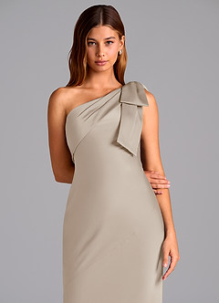 Azazie Yuanna Bridesmaid Dresses Frost Mermaid One Shoulder Stretch Satin Dress image7