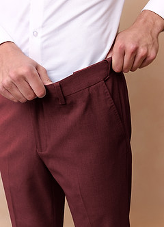 front Savile Burgundy Wool Blend Dress Pants