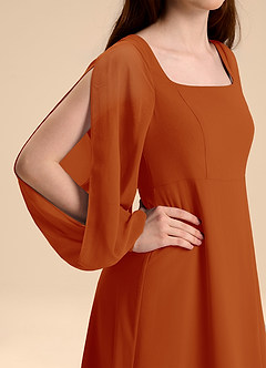 Azazie Bondi Junior Abito A-Line in Chiffon Blusa Paprika image8