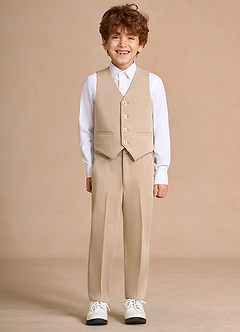 front Oliver Boys Tan 3-Piece Suit