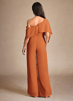 Azazie Halima Mother of the Bride Dresses Cinnamon Jumpsuit/Pantsuit Side Slit Chiffon Dress image3