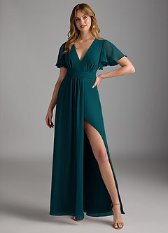 Azazie Zaniah Bridesmaid Dresses Pine A-Line Chiffon Dress image4