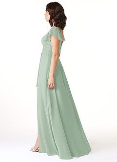 Azazie Omari Bridesmaid Dresses Agave A-Line Chiffon Dress image3