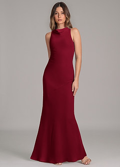 Azazie Allettie Prova klänningar hemma Klänning av Sjöjungfru i Chiffong Bourgogne image4