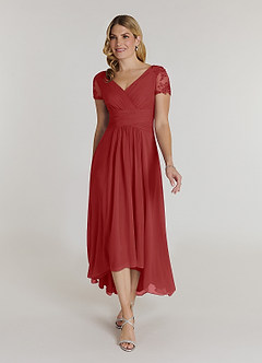 Azazie Thais Kleider für die Brautmutter A-Linie Spitze Chiffon Kleid Rost image1