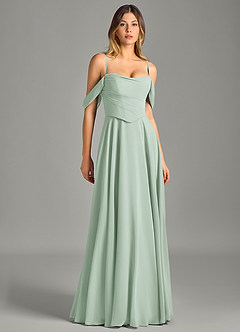 Azazie Chelsey Final Sale Agave A-Line Off the Shoulder Chiffon Convertible Dress image3