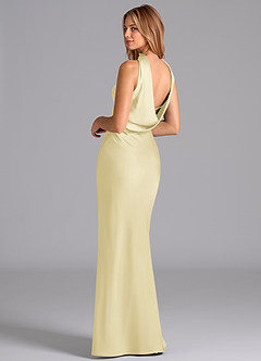Azazie Lusinda Bridesmaid Dresses Lemon Sorbet Mermaid Strapless Stretch Satin Dress image2