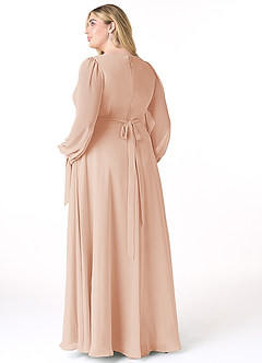 Azazie Leonia Bridesmaid Dresses English Rose A-Line Long Sleeve Chiffon Dress image9