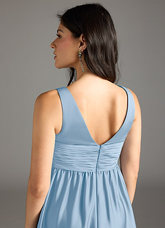 Azazie Yetta Maternity Bridesmaid Dresses A-Line Pleated Stretch Satin Floor-Length Dress image5