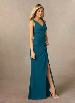 Azazie Winona Mother of the Bride Dresses Ink Blue Mermaid Sequins Mesh Dress image2
