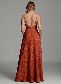 Azazie Sarella Bridesmaid Dresses Auburn A-Line Pleated Floral Burnout Dress image6