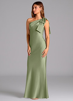 Azazie Yuanna Bridesmaid Dresses Pistachio Mermaid One Shoulder Stretch Satin Dress image4