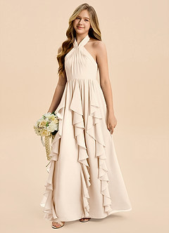 Azazie Daisy Junior White Alabaster A-Line Chiffon Dress image4