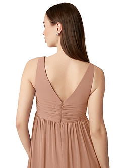 Azazie Yetta Abiti da damigella d'onore premaman Abito A-Line Arricciato con Scollo a V Chiffon Floor-Length image3