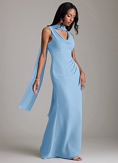 Azazie Linelle At-home Try On Dresses Burgundy Mermaid Pleated Chiffon Dress image8