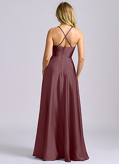 Azazie Truce Bridesmaid Dresses Sangria A-Line Stretch Satin Dress image2