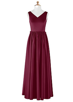 Azazie Hathaway Junior Vestido Amora de Cetim elástico de Linha A com Arco image6