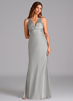 Azazie Hati Brudtärnklänningar Klä av Sjöjungfru i Stretch Satin Silver image3