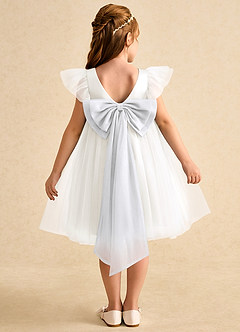 Azazie Munchkin Abiti da Ragazza di Fiori Abito A-Line in Tulle Fiocco Avorio Bianco image1