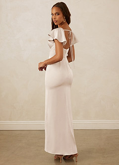 Christian Siriano Bridal for Azazie 1005 Vestidos de damas de honor Vestido de Alabastro Blanco de Satén Elástico de Corte Recto con Escote de Corazón image8