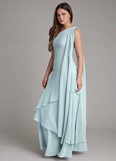 Azazie Monique Brautjungfernkleider A-Linie One-Shoulder Chiffon Kleid Nebel image3