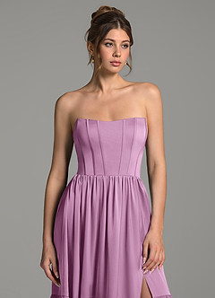 Azazie Delphina Bridesmaid Dresses Wisteria A-Line Corset Stretch Satin Convertible Dress image6