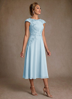 Azazie Crista Mère de la mariée Robes Robe Trapèze en Mousseline de soie Dentelle Bleu Ciel image3