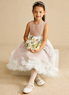 Azazie Stardust Flower Girl Dresses English Rose A-Line Sleeveless Organza Dress image2