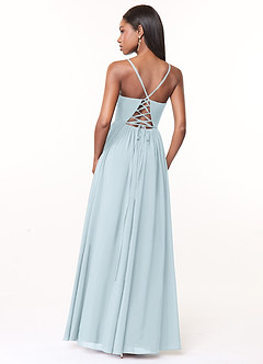 Azazie Marilyssa Bridesmaid Dresses Sky Blue A-Line Corset Stretch Chiffon Dress image2