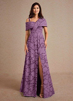 Azazie Milton Mother of the Bride Dresses Wisteria A-Line Pleated Floral Burnout Dress image6