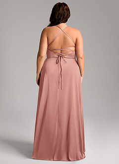 Azazie Mei Bridesmaid Dresses Rosette A-Line V-Neck Stretch Satin Dress image8