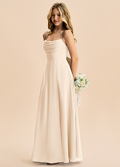 Azazie Bear Junior White Alabaster A-Line Pleated Chiffon Dress image5